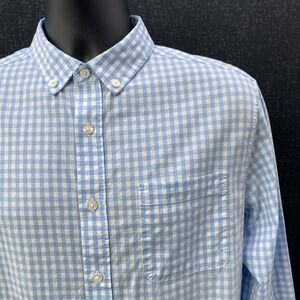 Nat Nast Shirt Men Medium Blue‎ GIngham Button Up Long Sleeve Pocket